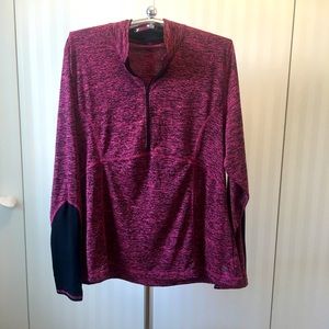 NWOT Zelos burgundy half zip quick dry pullover active top 3X
